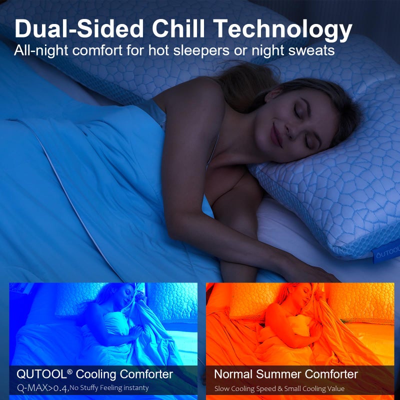 QUTOOL Cooling Blankets for Hot Sleepers Summer Comforter for Night Sweats Full/Queen Size, Double-Sided Cold Blanket Q-Max>0.4 Tech, All-Season Bedding Lightweight Breathable Comforter Blue 90""x90"" - Image 2